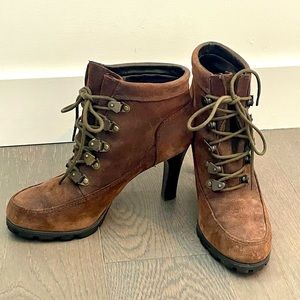 Lauren Distressed Suede Lace-up Ankle Boots